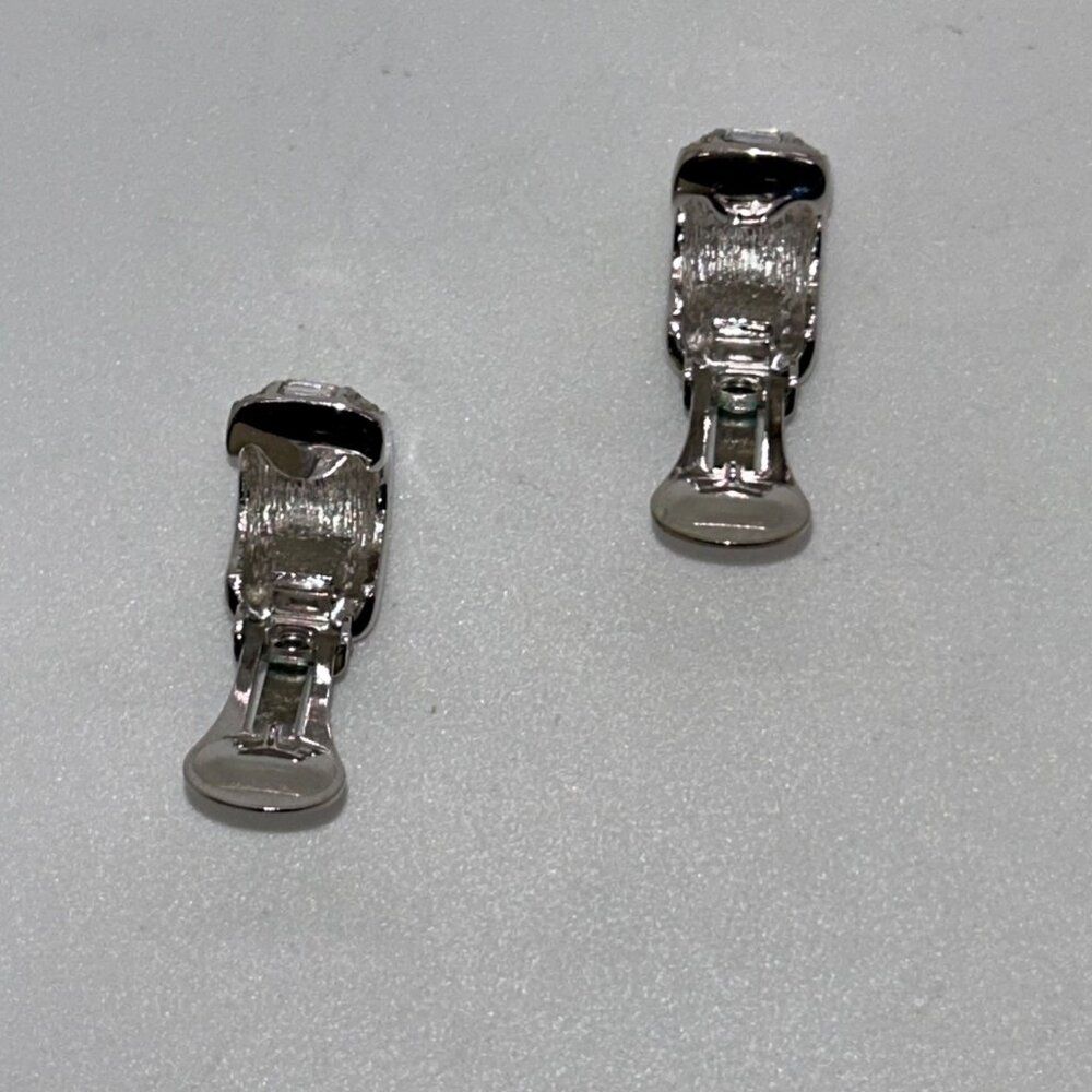 Christian Dior Vintage Clip-On Earrings With Rhinestones & Silver-Tone Metal - Picture 14 of 16